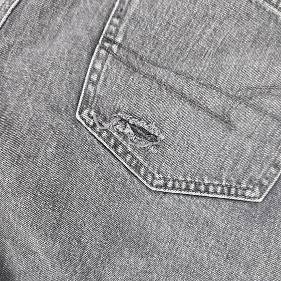 American Eagle Sz 16 High Rise Baggy Cutoff Distressed Shorts Black Stretch Rips - Picture 14 of 16